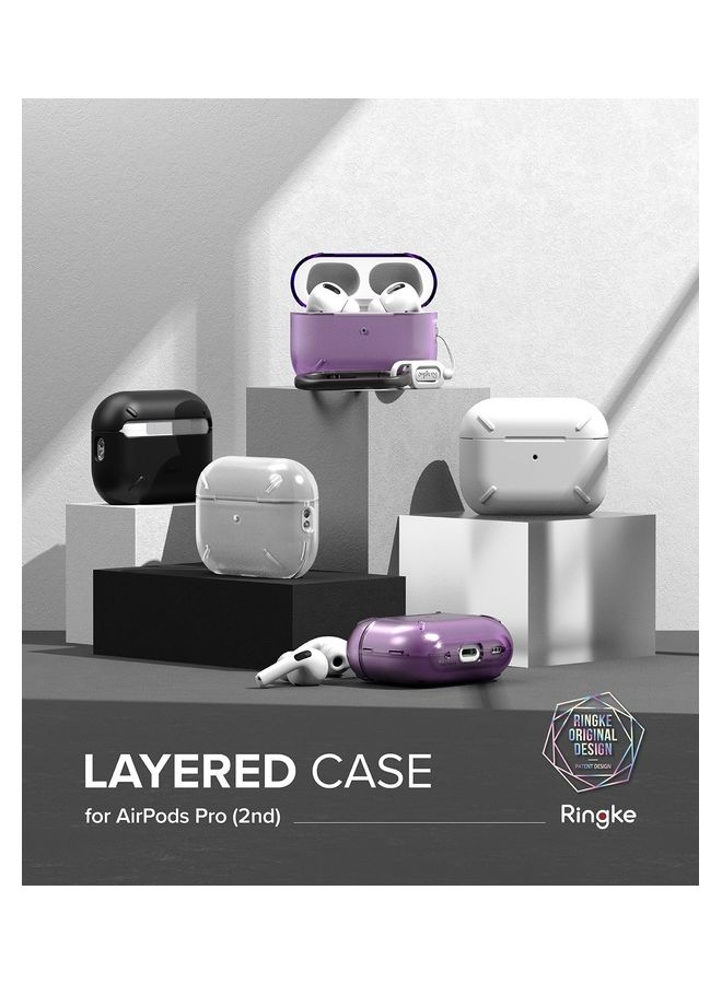 Ringke Layered Case Scratch Resistance Compatible With AirPods Pro 2 Case, Shockproof Cover With Carabiner Designed For AirPods Pro 2Nd Generation White - Image 2