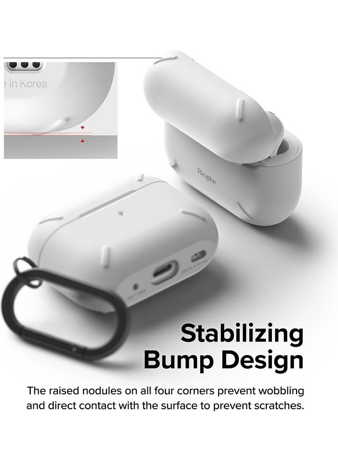 Ringke Layered Case Scratch Resistance Compatible With AirPods Pro 2 Case, Shockproof Cover With Carabiner Designed For AirPods Pro 2Nd Generation White - Image 3