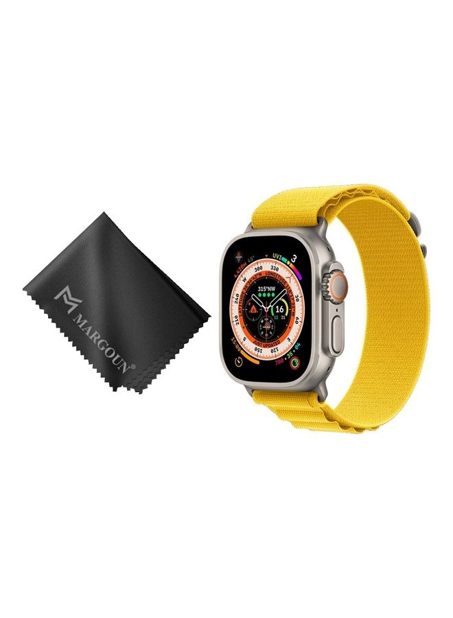 MARGOUN - 2 Packs Of Apple Watch Band And Microfiber Cloth Alpine Loop Band 49Mm 45Mm 44Mm 42Mm Women Men Adjustable With Metal G-Hook Strap For iWatch Ultra Series SE 8/7/6/5/4/3/2/1 Yellow - Image 1