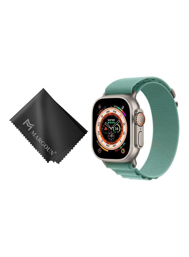 MARGOUN - 2 Packs Of Apple Watch Band And Microfiber Cloth Alpine Loop Band 49Mm 45Mm 44Mm 42Mm Women Men Adjustable With Metal G-Hook Strap For iWatch Ultra Series SE 8/7/6/5/4/3/2/1 Green - Image 1