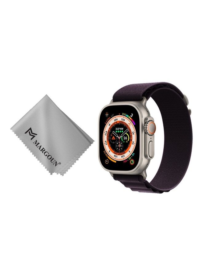 MARGOUN - 2 Packs Of Apple Watch Band And Microfiber Cloth Alpine Loop Band 49Mm 45Mm 44Mm 42Mm Women Men Adjustable With Metal G-Hook Strap For iWatch Ultra Series SE 8/7/6/5/4/3/2/1 Dark Purple - Image 1