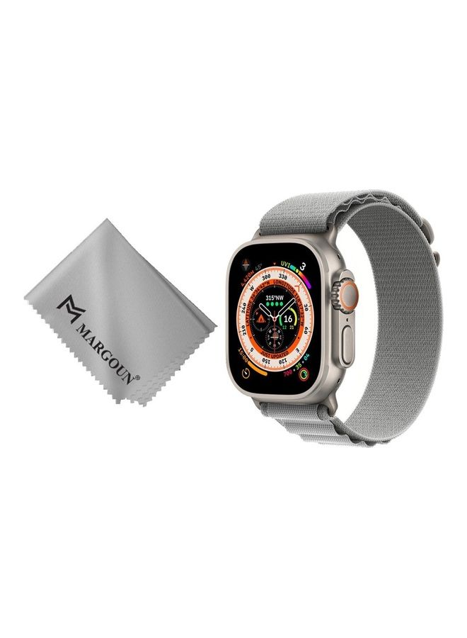 MARGOUN - 2 Packs Of Apple Watch Band And Microfiber Cloth Alpine Loop Band 49Mm 45Mm 44Mm 42Mm Women Men Adjustable With Metal G-Hook Strap For iWatch Ultra Series SE 8/7/6/5/4/3/2/1 Grey - Image 1
