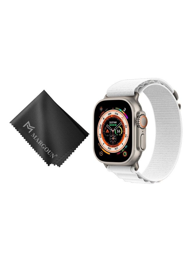 MARGOUN - 2 Packs Of Apple Watch Band And Microfiber Cloth Alpine Loop Band 49Mm 45Mm 44Mm 42Mm Women Men Adjustable With Metal G-Hook Strap For iWatch Ultra Series SE 8/7/6/5/4/3/2/1 White - Image 1