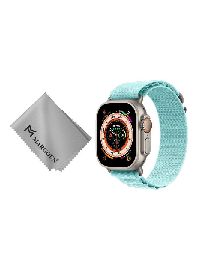 MARGOUN - 2 Packs Of Apple Watch Band And Microfiber Cloth Alpine Loop Band 49Mm 45Mm 44Mm 42Mm Women Men Adjustable With Metal G-Hook Strap For iWatch Ultra Series SE 8/7/6/5/4/3/2/1 Aquamarine - Image 1