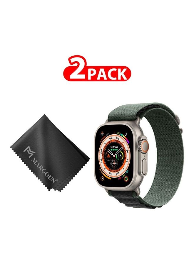 MARGOUN - 2 Pack For Alpine Loop Band 38mm 40mm 41mm Women Men Adjustable With Metal G Hook Strap For iWatch Series Black/Green - Image 1