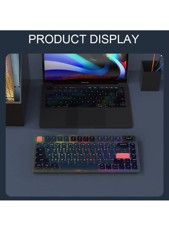 Ajazz - 75% Gasket-mounted Bluetooth 5.1/2.4G Wireless & Type-C Wired Low-profile RGB Keyboard with LED Screen(Blue Switch) - Image 1