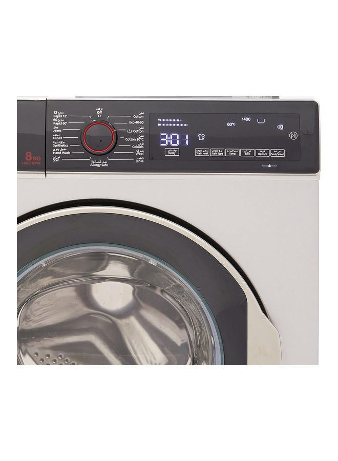 HOOVER - Washing Machine Front Load Fully Automatic 1400 RPM  Pyrojet Technology Washer Made In Turkey 8 kg HWM-V814-PS Silver - Image 1