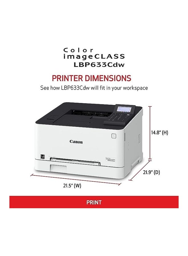 Canon - Image Class LBP633Cdw Desktop Wireless Laser Printer Color White - Image 1