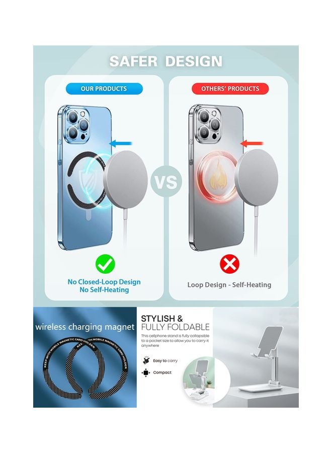 Toshionics 6 In 1 Multi Use Mobile Phone Accessory Kit 20W Fast Travel Adapter Car Charger Wireless Charging Pad For IPhone Air pods And Other Smartphones Adjustable Phone Stand Mag Safe Metal Ring Set Multicolour  - Image 5