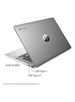 HP 14A-NA0050NR Laptop With 14-Inch Display, Celeron N4020 Processor/4GB RAM/64GB EMMC/Intel UHD Graphics/Chrome OS English Silver  - Image 3