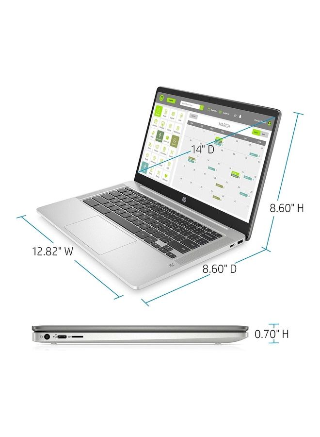 HP 14A-NA0050NR Laptop With 14-Inch Display, Celeron N4020 Processor/4GB RAM/64GB EMMC/Intel UHD Graphics/Chrome OS English Silver  - Image 4