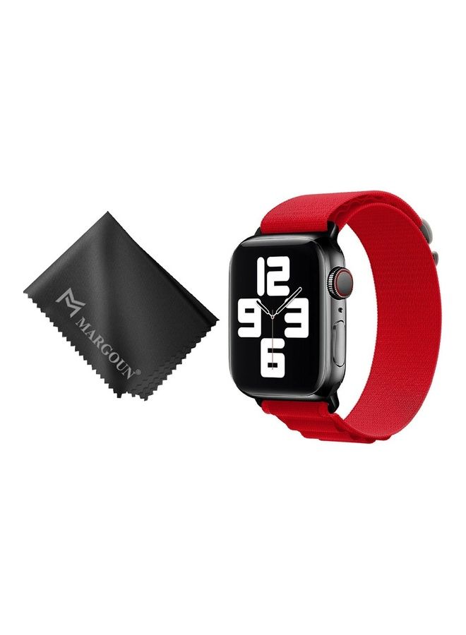 MARGOUN - 2 Packs Of Apple Watch Band And Microfiber Cloth Alpine Loop Band 38Mm 40Mm 41Mm Women Men Adjustable With Metal G-Hook Strap For iWatch Series 7/SE/6/5/4/3/2/1 Red - Image 1