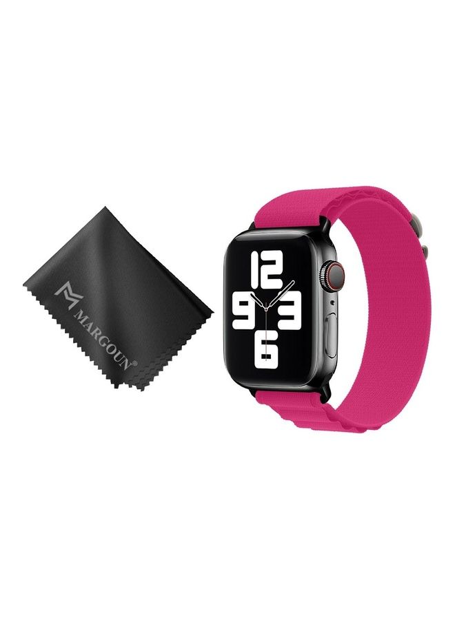 MARGOUN 2 Packs Of Apple Watch Band And Microfiber Cloth Alpine Loop Band 38Mm 40Mm 41Mm Women Men Adjustable With Metal G-Hook Strap For iWatch Series 7/SE/6/5/4/3/2/1 Hot Pink  - Image 2