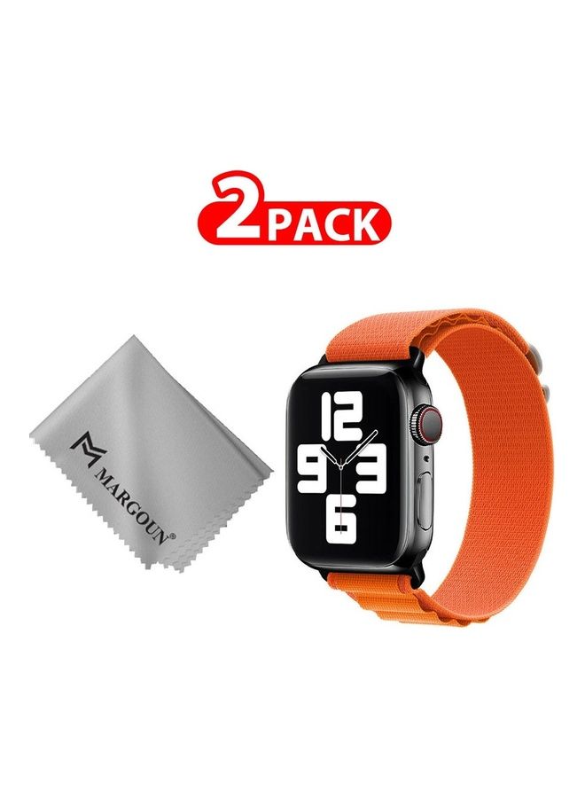 MARGOUN 2 Packs Of Apple Watch Band And Microfiber Cloth Alpine Loop Band 38Mm 40Mm 41Mm Women Men Adjustable With Metal G-Hook Strap For iWatch Series 7/SE/6/5/4/3/2/1 Orange - Image 1
