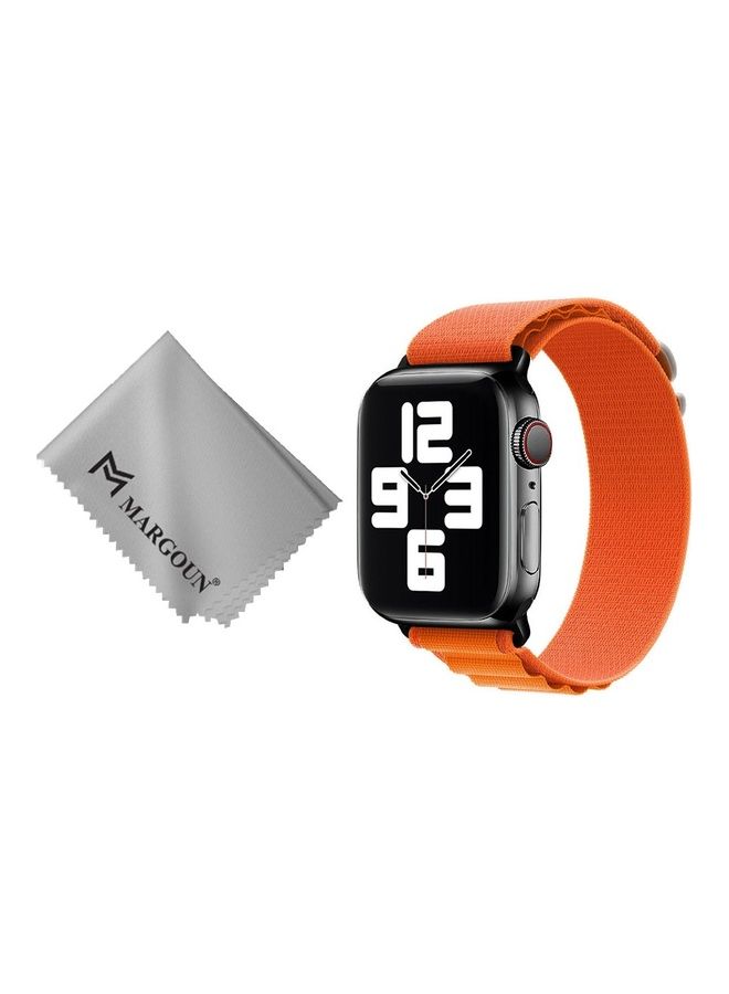 MARGOUN 2 Packs Of Apple Watch Band And Microfiber Cloth Alpine Loop Band 38Mm 40Mm 41Mm Women Men Adjustable With Metal G-Hook Strap For iWatch Series 7/SE/6/5/4/3/2/1 Orange - Image 2