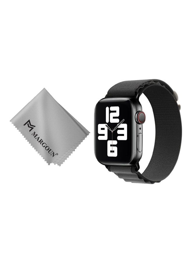 2 Packs Of Apple Watch Band And Microfiber Cloth Alpine Loop Band 38Mm 40Mm 41Mm Women Men Adjustable With Metal G-Hook Strap For iWatch Series 7/SE/6/5/4/3/2/1 Black/Grey