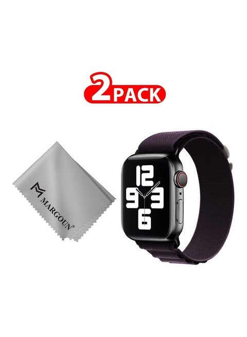2 Packs Of Apple Watch Band And Microfiber Cloth Alpine Loop Band 38Mm 40Mm 41Mm Women Men Adjustable With Metal G-Hook Strap For iWatch Series 7/SE/6/5/4/3/2/1 Dark Purple