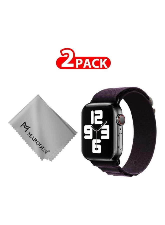 MARGOUN - 2 Packs Of Apple Watch Band And Microfiber Cloth Alpine Loop Band 38Mm 40Mm 41Mm Women Men Adjustable With Metal G-Hook Strap For iWatch Series 7/SE/6/5/4/3/2/1 Dark Purple - Image 1