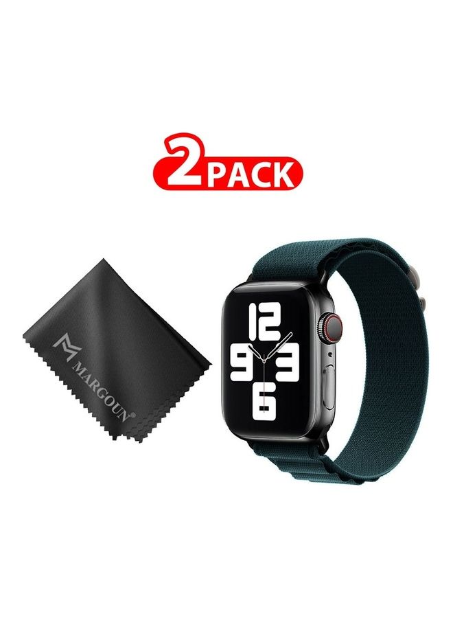 MARGOUN - 2 Packs Of Apple Watch Band And Microfiber Cloth Alpine Loop Band 38Mm 40Mm 41Mm Women Men Adjustable With Metal G-Hook Strap For iWatch Series 7/SE/6/5/4/3/2/1 Navy Blue - Image 1