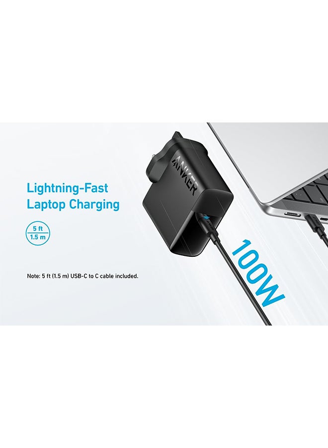 Anker Mac Book Pro Charger, 100W USB C Charger, Compact and Foldable Fast Charger for MacBook Pro,MacBook Air,iPhone,Samsung S25/S24,iPad Pro,and All USB C Devices,5 ft USB C to USB C Cable Included,Black Black  - Image 1