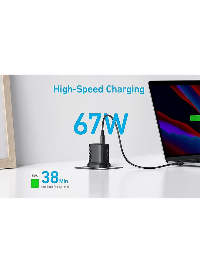 Anker - 315 Charger 67W USB C Charger Adapter, Foldable, PIQ 3.0 Compact Fast Laptop Charger, Wall Charger for MacBook Pro/Air, iPhone 16/15/14 Series, iPad, Samsung S25/S24, Huawei, AirPods, Xiaomi, Black Black - Image 1