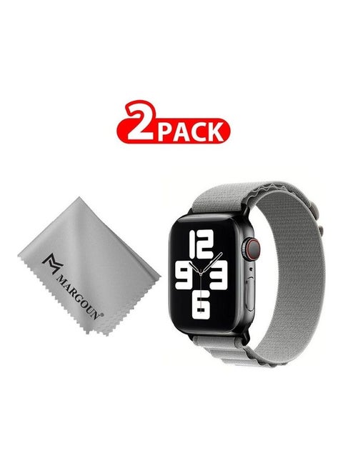 2 Packs Of Apple Watch Band And Microfiber Cloth Alpine Loop Band 38Mm 40Mm 41Mm Women Men Adjustable With Metal G-Hook Strap For iWatch Series 7/SE/6/5/4/3/2/1 Grey