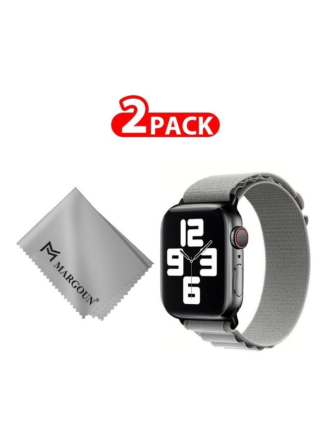 MARGOUN - 2 Packs Of Apple Watch Band And Microfiber Cloth Alpine Loop Band 38Mm 40Mm 41Mm Women Men Adjustable With Metal G-Hook Strap For iWatch Series 7/SE/6/5/4/3/2/1 Grey - Image 1