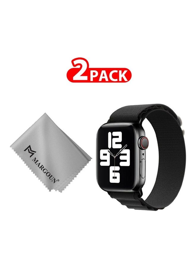 MARGOUN - 2 Packs Of Apple Watch Band And Microfiber Cloth Alpine Loop Band 38Mm 40Mm 41Mm Women Men Adjustable With Metal G-Hook Strap For iWatch Series 7/SE/6/5/4/3/2/1 Black - Image 1