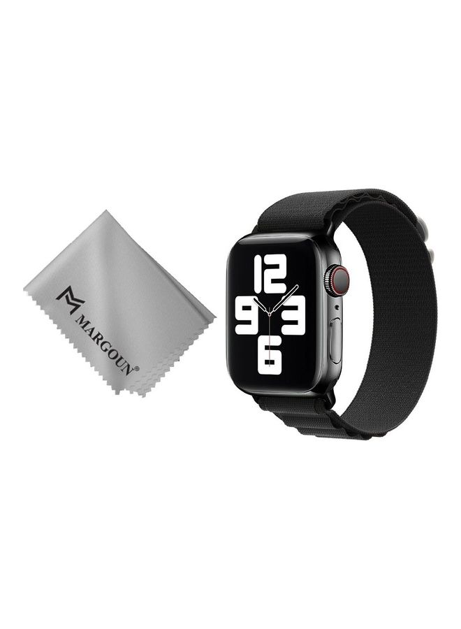 MARGOUN - 2 Packs Of Apple Watch Band And Microfiber Cloth Alpine Loop Band 38Mm 40Mm 41Mm Women Men Adjustable With Metal G-Hook Strap For iWatch Series 7/SE/6/5/4/3/2/1 Black - Image 1