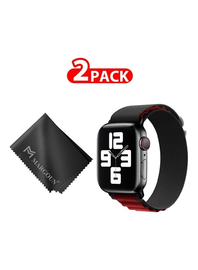 MARGOUN - 2 Packs Of Apple Watch Band And Microfiber Cloth Alpine Loop Band 38Mm 40Mm 41Mm Women Men Adjustable With Metal G-Hook Strap For iWatch Series 7/SE/6/5/4/3/2/1 Black/Red - Image 1