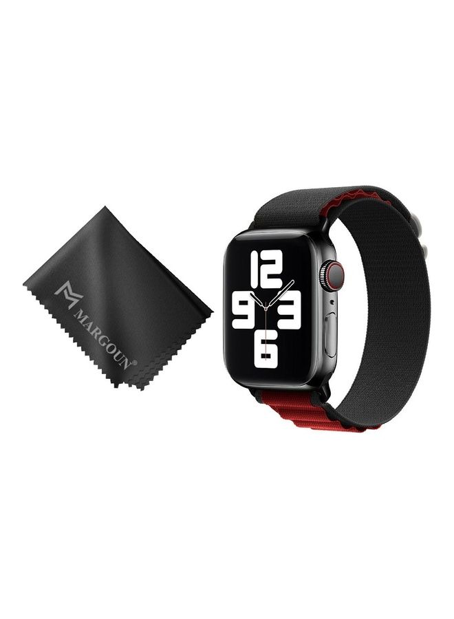 MARGOUN - 2 Packs Of Apple Watch Band And Microfiber Cloth Alpine Loop Band 38Mm 40Mm 41Mm Women Men Adjustable With Metal G-Hook Strap For iWatch Series 7/SE/6/5/4/3/2/1 Black/Red - Image 1