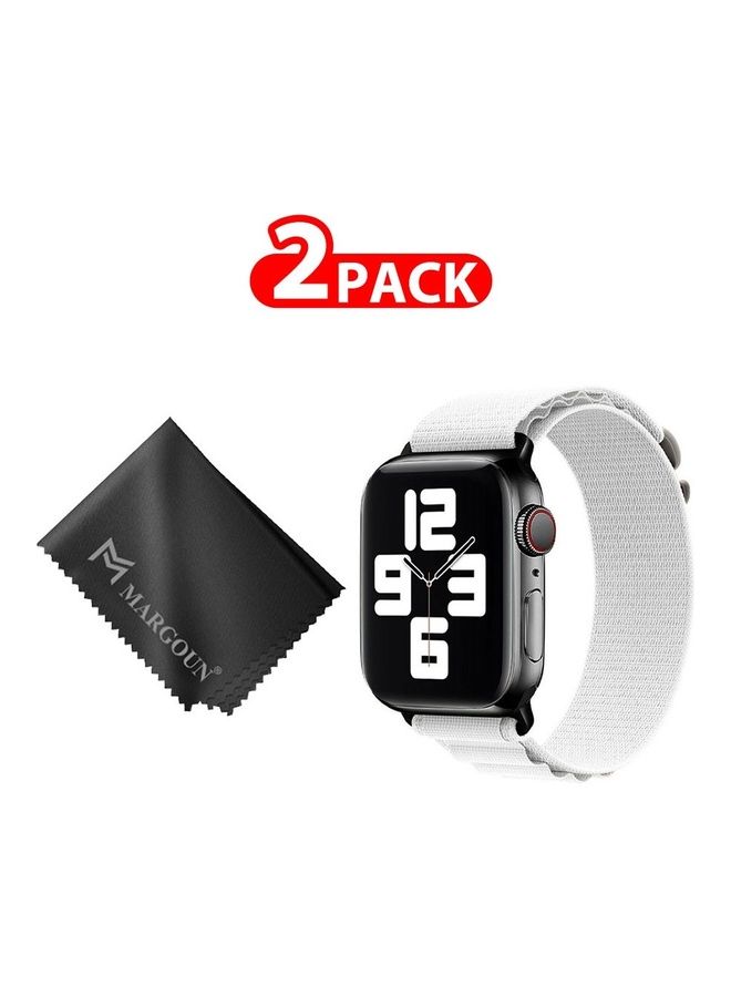 MARGOUN 2 Packs Of Apple Watch Band And Microfiber Cloth Alpine Loop Band 38Mm 40Mm 41Mm Women Men Adjustable With Metal G-Hook Strap For iWatch Series 7/SE/6/5/4/3/2/1 White - Image 1
