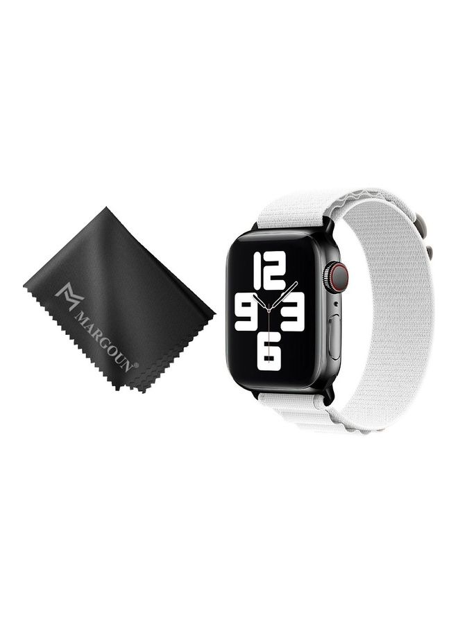 MARGOUN 2 Packs Of Apple Watch Band And Microfiber Cloth Alpine Loop Band 38Mm 40Mm 41Mm Women Men Adjustable With Metal G-Hook Strap For iWatch Series 7/SE/6/5/4/3/2/1 White - Image 2