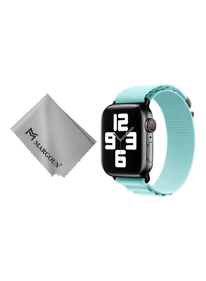 2 Packs Of Apple Watch Band And Microfiber Cloth Alpine Loop Band 38Mm 40Mm 41Mm Women Men Adjustable With Metal G-Hook Strap For iWatch Series 7/SE/6/5/4/3/2/1 Light Blue