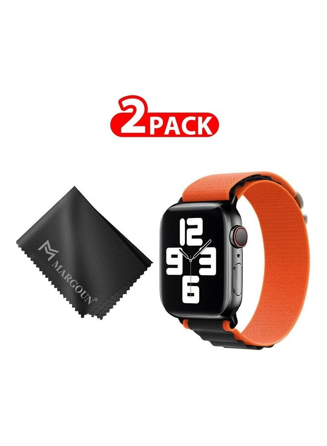 MARGOUN - 2 Packs Of Apple Watch Band And Microfiber Cloth Alpine Loop Band 38Mm 40Mm 41Mm Women Men Adjustable With Metal G-Hook Strap For iWatch Series 7/SE/6/5/4/3/2/1 Black/Orange - Image 1