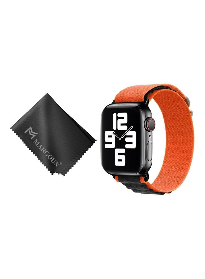 MARGOUN - 2 Packs Of Apple Watch Band And Microfiber Cloth Alpine Loop Band 38Mm 40Mm 41Mm Women Men Adjustable With Metal G-Hook Strap For iWatch Series 7/SE/6/5/4/3/2/1 Black/Orange - Image 1