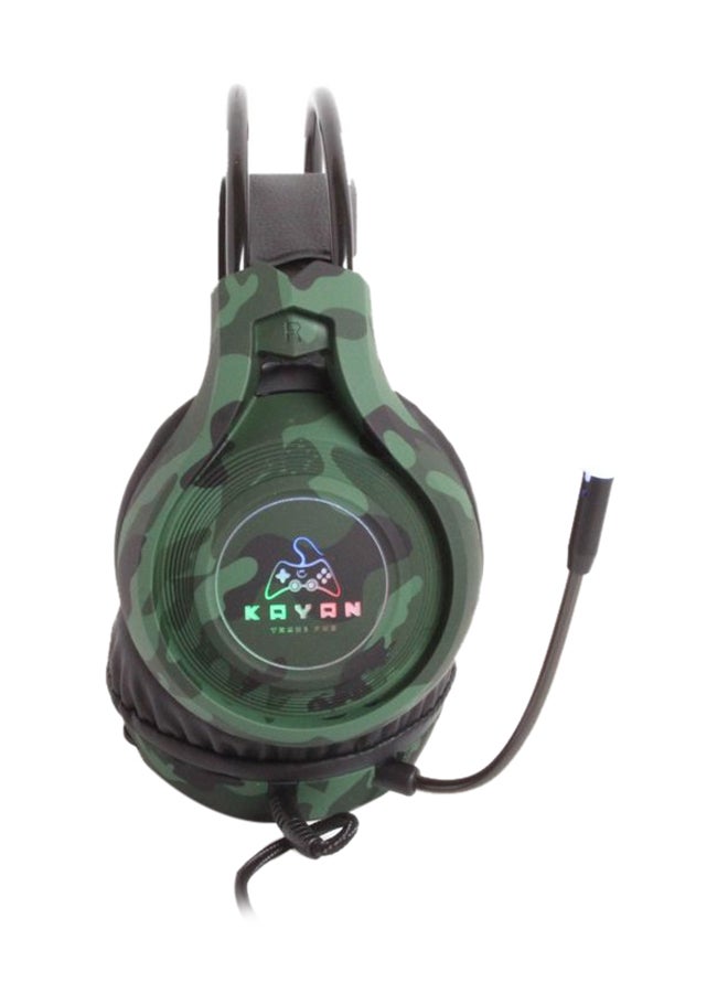Kayan Over-Ear KN1100 Plus Gaming RGB Lightning Headset with Mic - Dark-GreenCamouflage - Image 1