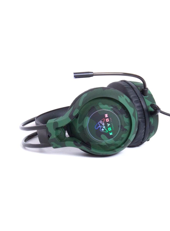 Kayan Over-Ear KN1100 Plus Gaming RGB Lightning Headset with Mic - Dark-GreenCamouflage - Image 2