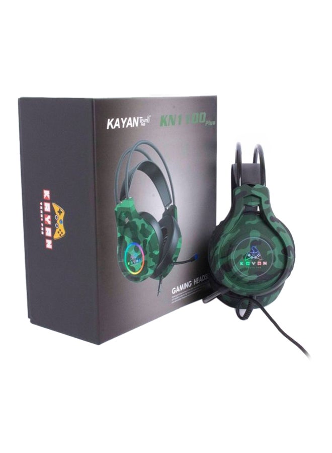 Kayan Over-Ear KN1100 Plus Gaming RGB Lightning Headset with Mic - Dark-GreenCamouflage - Image 4