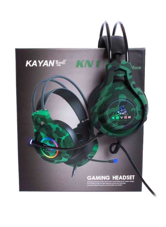 Kayan Over-Ear KN1100 Plus Gaming RGB Lightning Headset with Mic - Dark-GreenCamouflage - Image 5