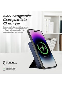 PROMATE 10000.0 mAh Wireless Power Bank , 3-in-1 10000mAh Portable Charger with 15W MagSafe Wireless Charger, 2.5W Apple Watch Charger 20W USB -C Power Delivery Blue  - Image 3
