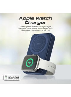 PROMATE 10000.0 mAh Wireless Power Bank , 3-in-1 10000mAh Portable Charger with 15W MagSafe Wireless Charger, 2.5W Apple Watch Charger 20W USB -C Power Delivery Blue  - Image 4