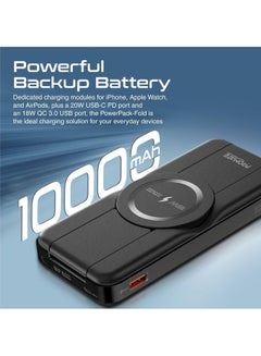 PROMATE 10000 mAh 5-In-1 Foldable Design Power Bank With 15W MagSafe Compatible Charger Black  - Image 3