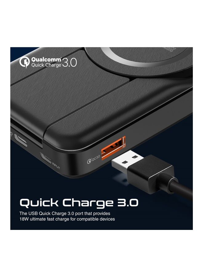 PROMATE - 10000 mAh 5-In-1 Foldable Design Power Bank With 15W MagSafe Compatible Charger Black - Image 1
