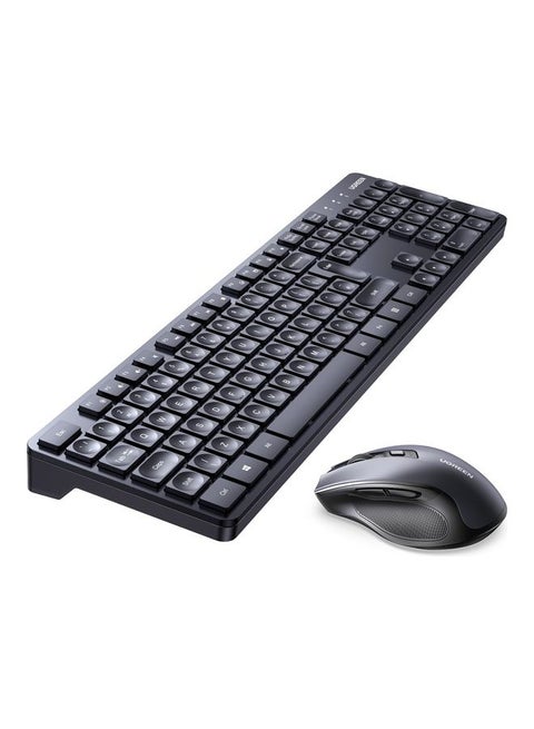 Wireless Keyboard and Mouse Combo, 2.4G Ergonomic Computer Keyboard Mouse with USB Receiver for PC, Laptop, Desktop, 5 DPI Adjustable/104 Keys Number Pad, Silent Compact USB Mouse Keyboard Set Black
