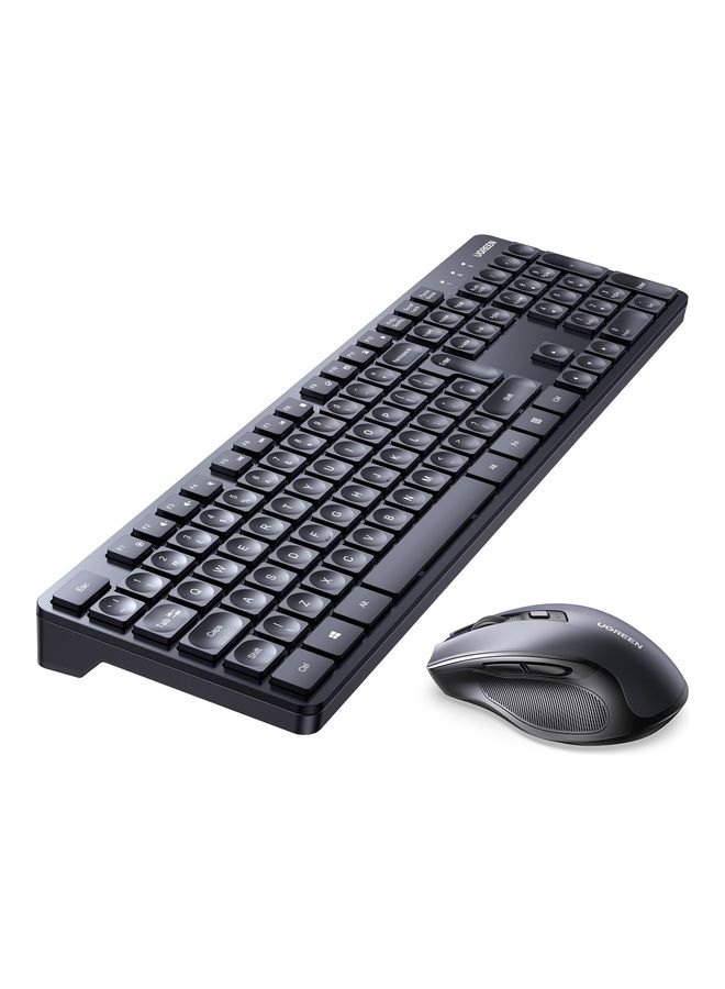Ugreen - Wireless Keyboard and Mouse Combo, 2.4G Ergonomic Computer Keyboard Mouse with USB Receiver for PC, Laptop, Desktop, 5 DPI Adjustable/104 Keys Number Pad, Silent Compact USB Mouse Keyboard Set Black - Image 1