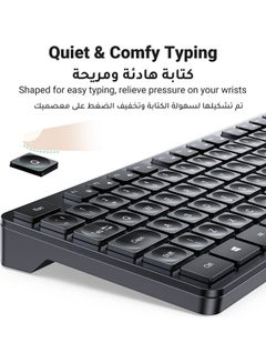 Ugreen Wireless Keyboard and Mouse Combo, 2.4G Ergonomic Computer Keyboard Mouse with USB Receiver for PC, Laptop, Desktop, 5 DPI Adjustable/104 Keys Number Pad, Silent Compact USB Mouse Keyboard Set Black  - Image 4