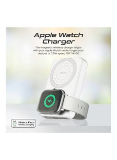 PROMATE 10000 mAh Wireless Power Bank, 3-In-1 Portable Charger With 15W Magsafe Wireless Charger, 2.5W Apple Watch Charger And 20W Usb-C Power Delivery For iPhone 16, Apple Watch 8, Galaxy S25, Powermag-Trio - White  - Image 4