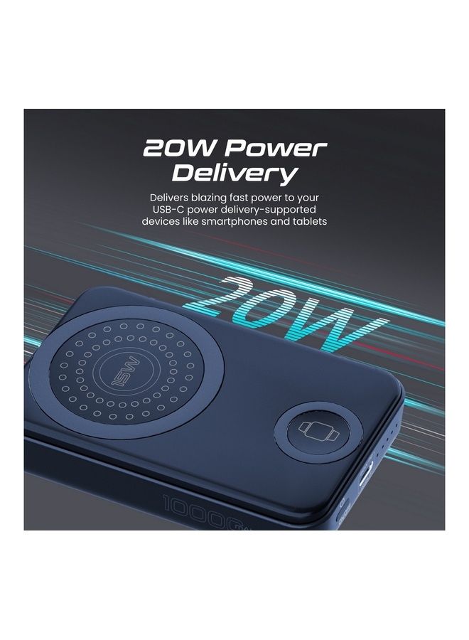 PROMATE - 10000 mAh Wireless Power Bank, 3-In-1 Portable Charger With 15W Magsafe Wireless Charger, 2.5W Apple Watch Charger And 20W Usb-C Power Delivery For iPhone 16, Apple Watch 8, Galaxy S25, Powermag-Trio - Navy - Image 1