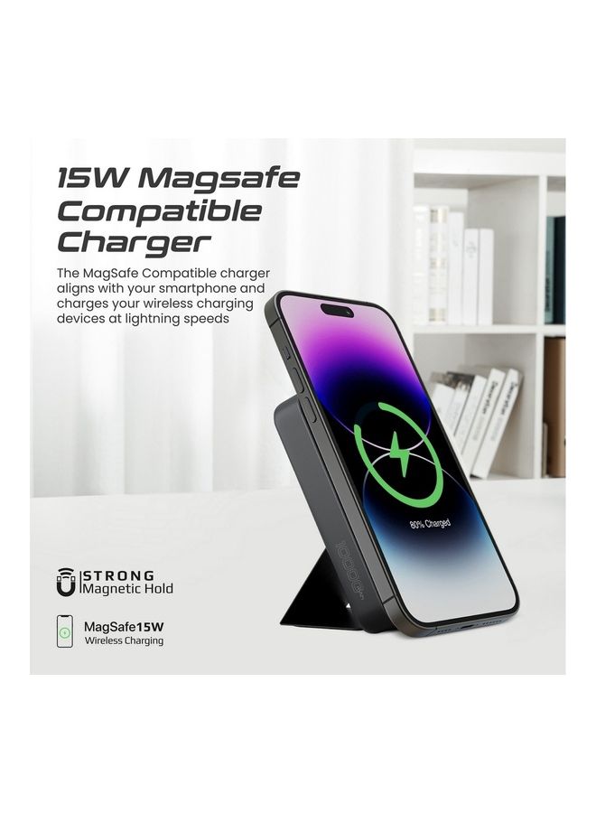 PROMATE - 10000 mAh Wireless Power Bank, 3-In-1 Portable Charger With 15W Magsafe Wireless Charger, 2.5W Apple Watch Charger And 20W Usb-C Power Delivery For Iphone 14,15 Apple Watch 8, Galaxy S23, Powermag-Trio Black - Image 1